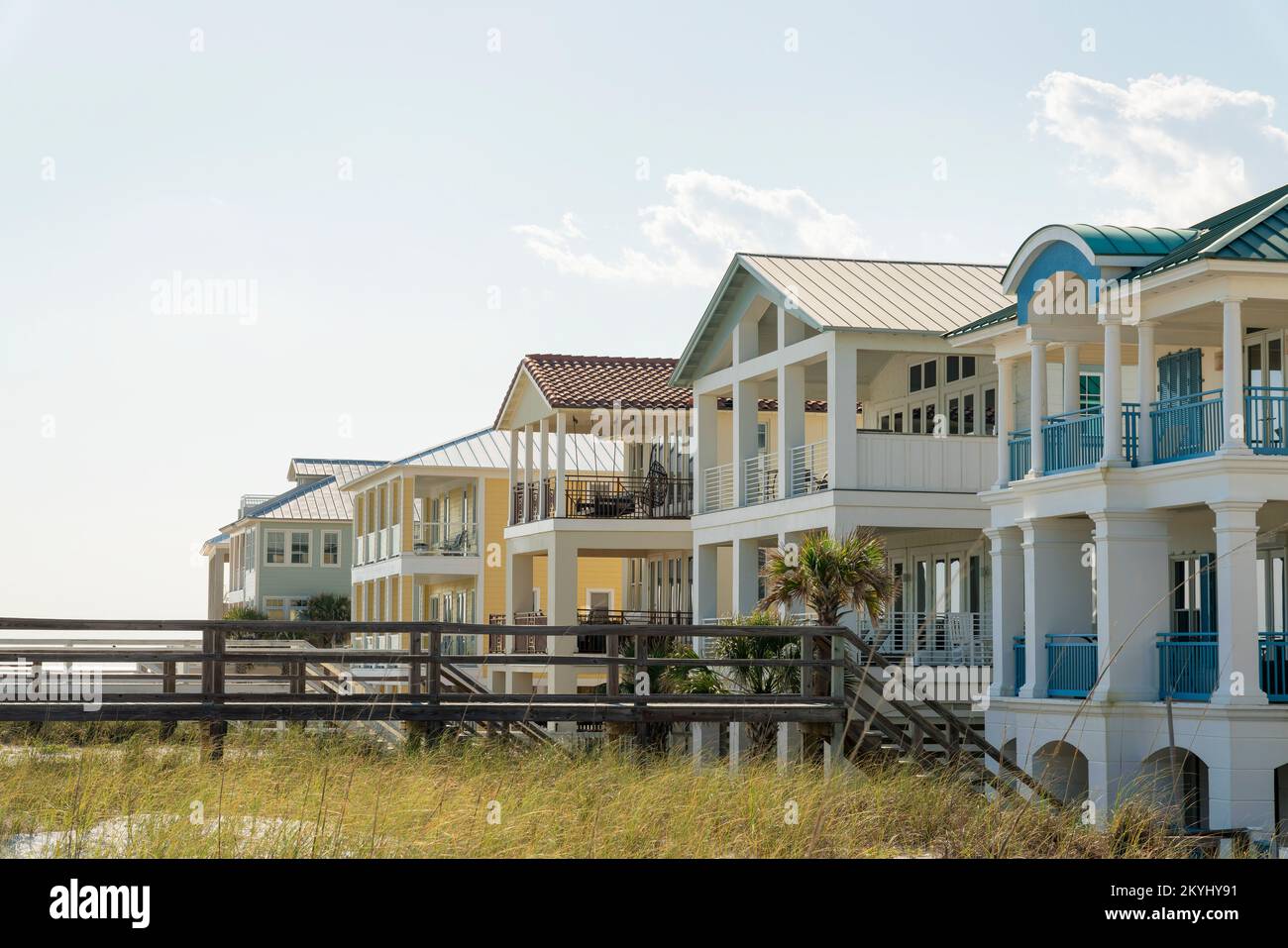 Destin, Florida Footbridge with stairs on a white sand dunes of a