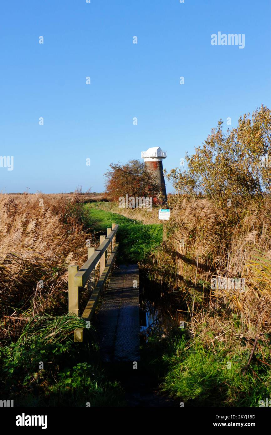 A walk with footbridge leading past the disused West Somerton Drainage