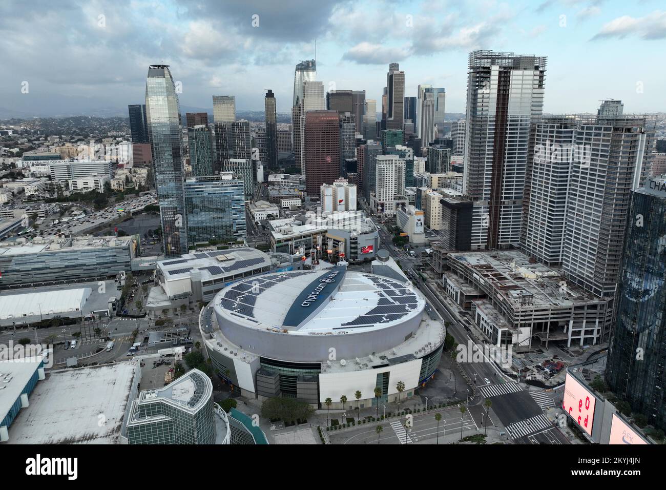 A general overall aerial view of the Crypto.com Arena, Wednesday, Dec. 1,  2022, in Los Angeles. Photo via Newscom Stock Photo - Alamy