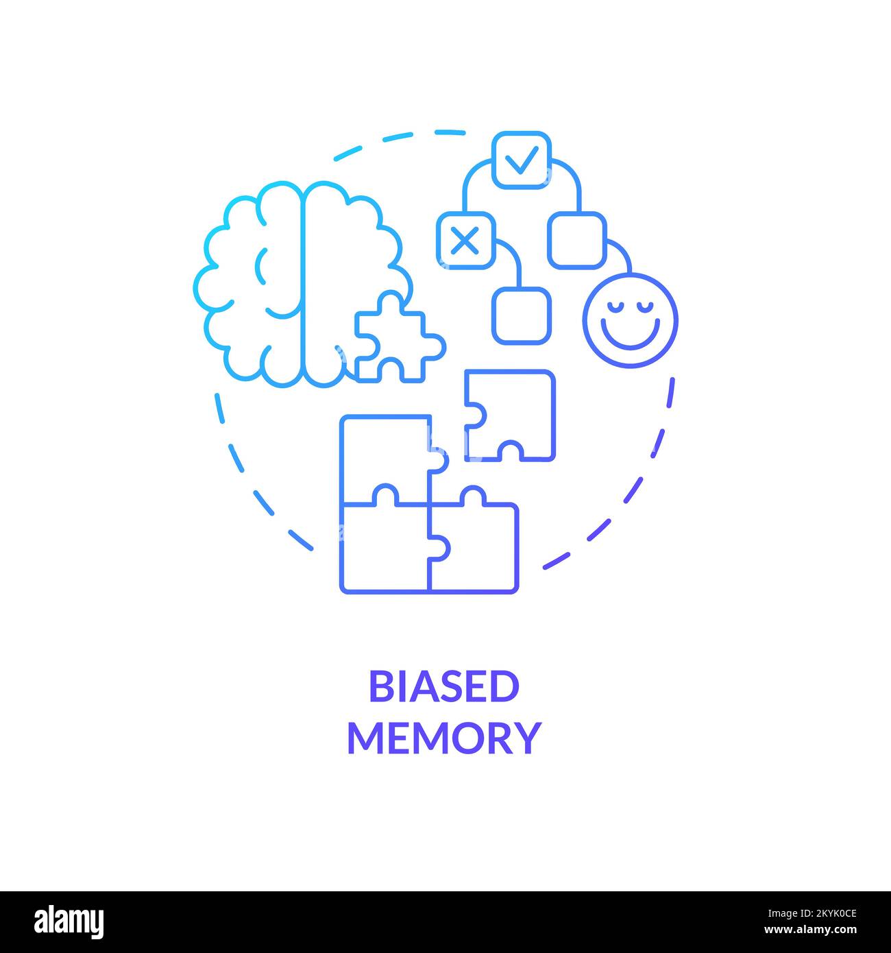 Biased memory blue gradient concept icon Stock Vector