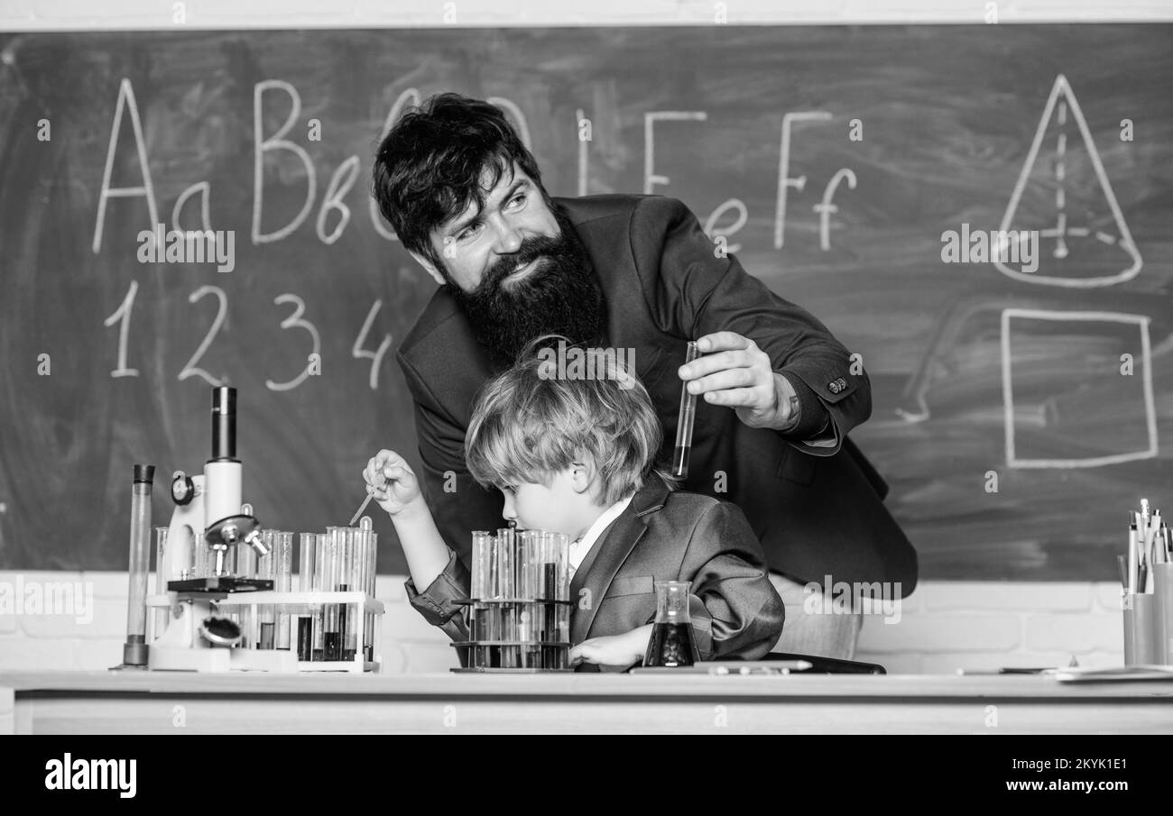 Chemistry lesson. Lab experiment. Primary school. Basic education