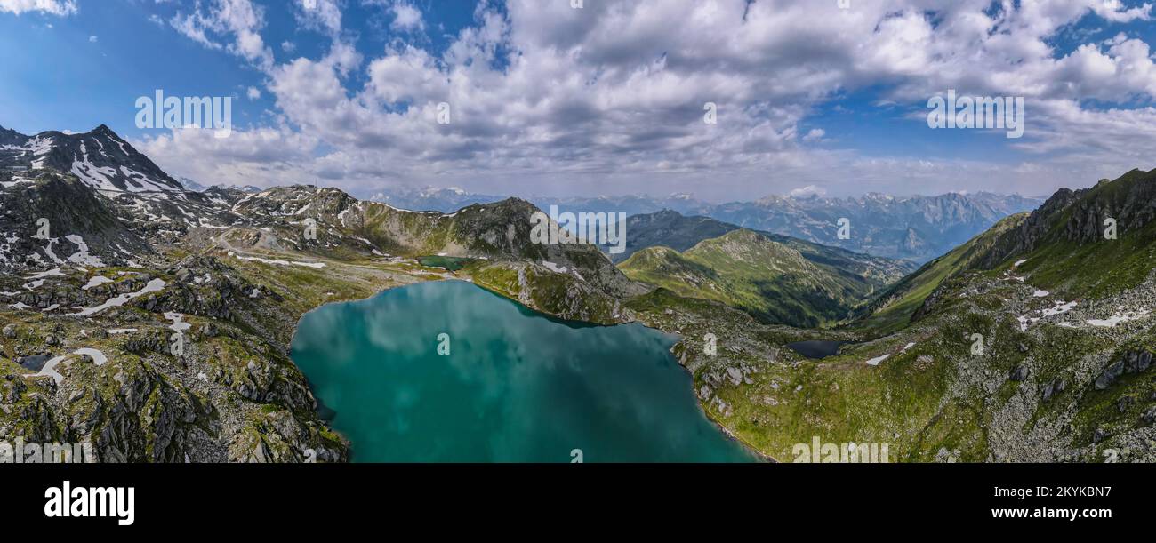 Aerial panoramic view of the Swiss Alps near Verbier in Switzerland ...