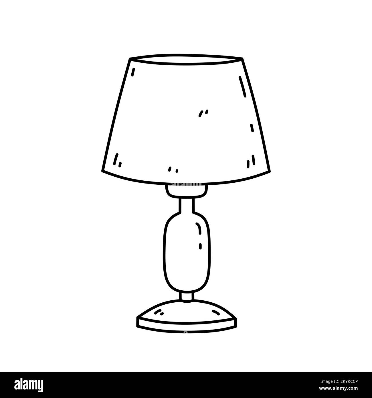 Table lamp with lampshade isolated on white background. Interior item
