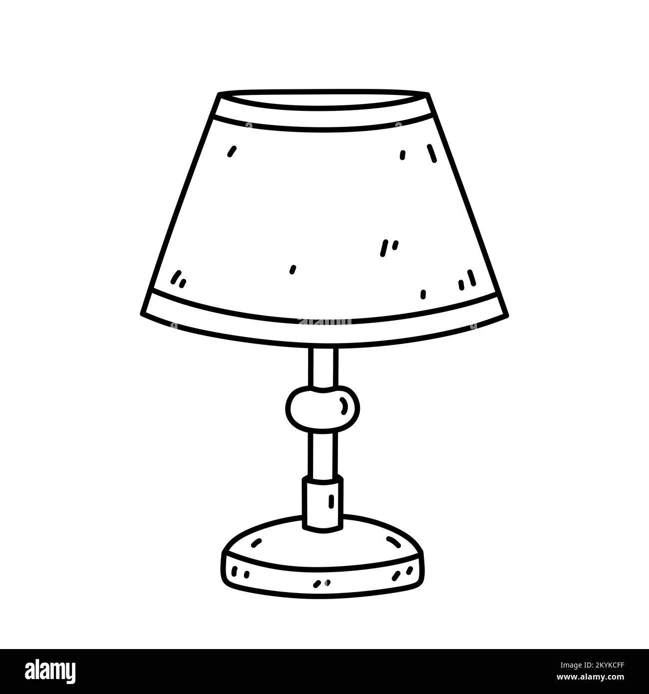 Table lamp with lampshade isolated on white background. Interior item