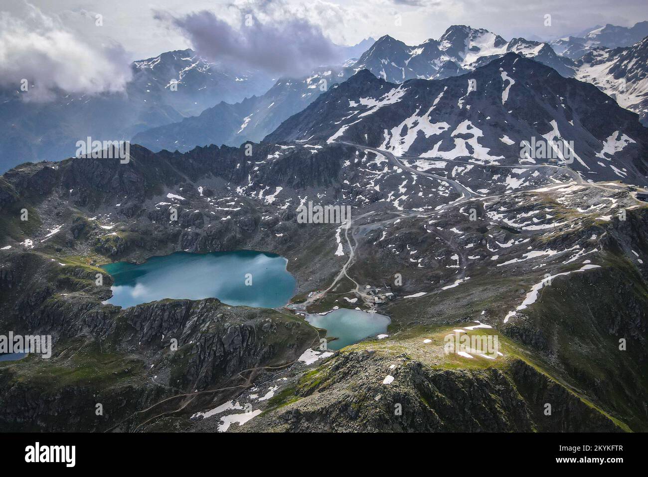 Aerial panoramic view of the Swiss Alps near Verbier in Switzerland ...