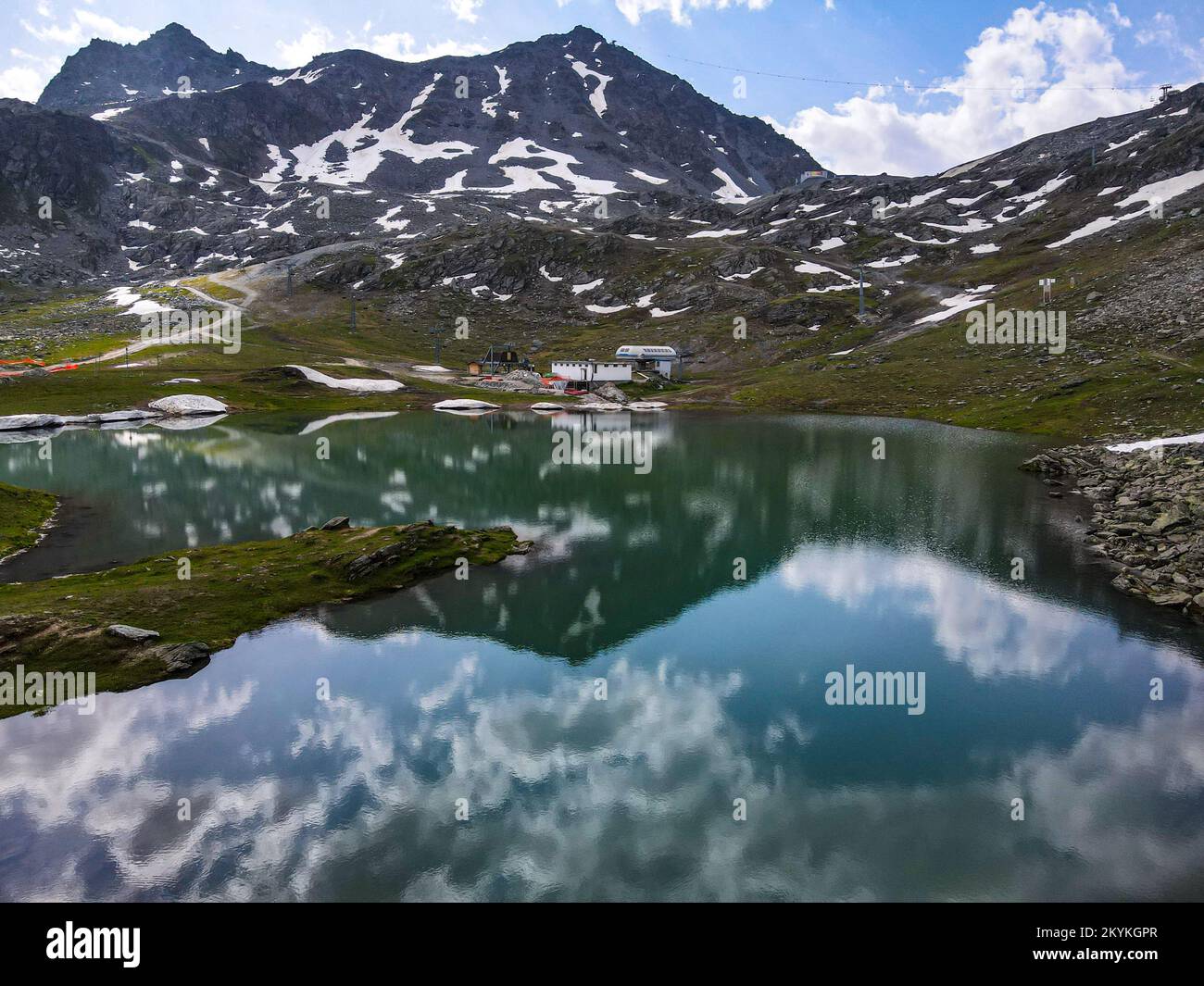 Aerial panoramic view of the Swiss Alps near Verbier in Switzerland ...
