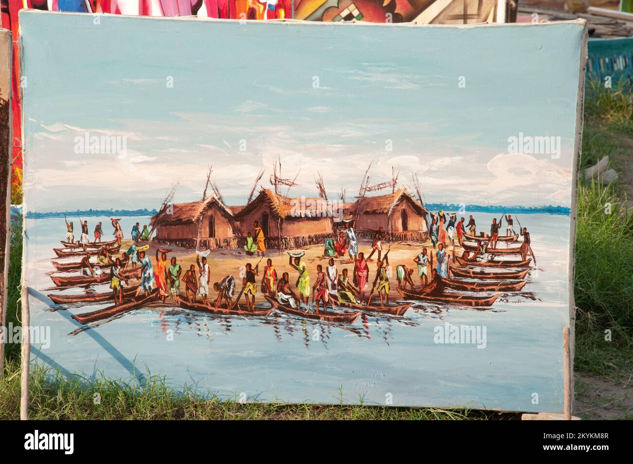 Oil painting, Craft market, Kinshasa, Democratic Republic of the Congo Stock Photo