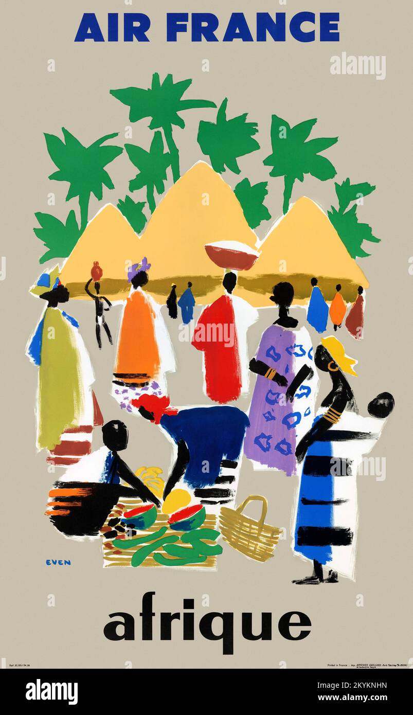 Air France. Afrique by Jean Even (1910-1986). Poster published in 1958 in France. Stock Photo