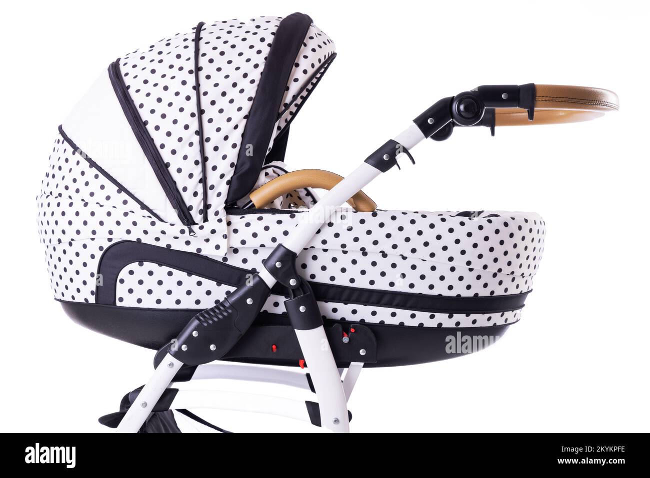 Modern baby stroller with bassinet and car seat isolated on a white background Stock Photo
