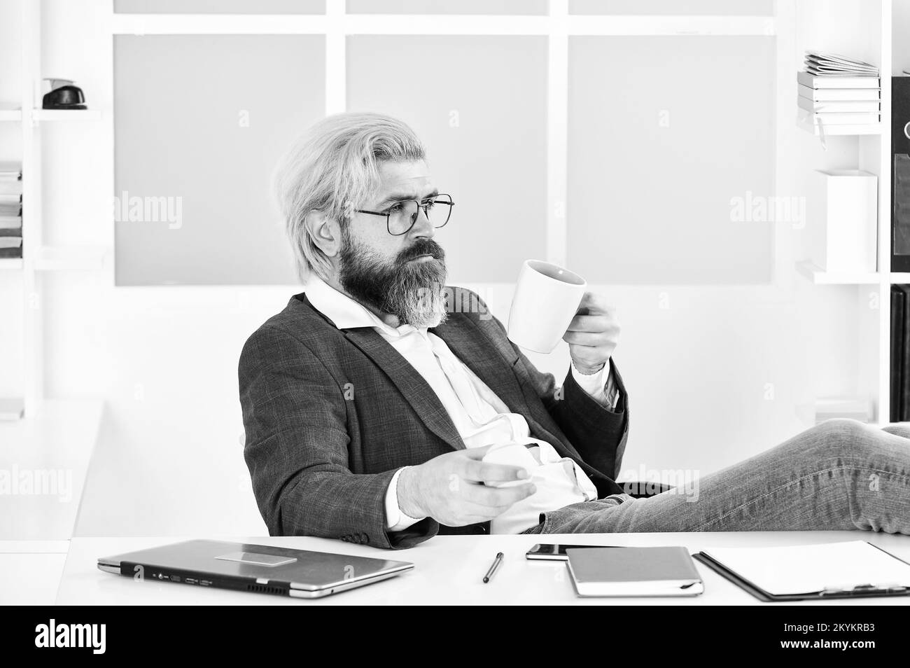 Burnout and lack of ideas. Crisis concept. Successful man entrepreneur