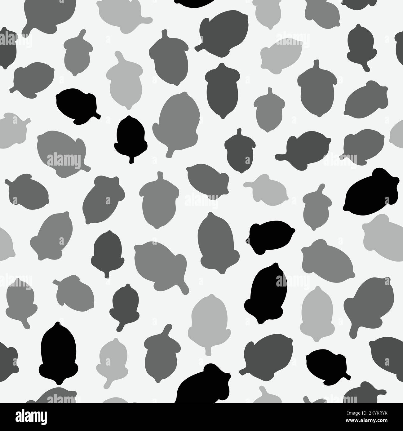 Acorns autumn vector seamless pattern. Black and White Background ...