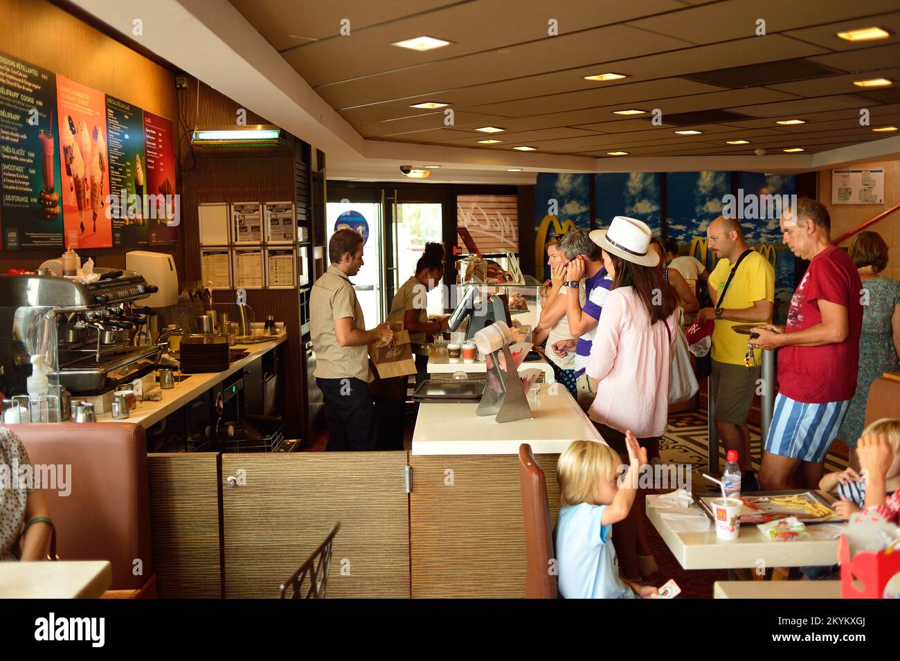 NICE, FRANCE - AUGUST 15, 2015: McDonald's restaurant interior ...