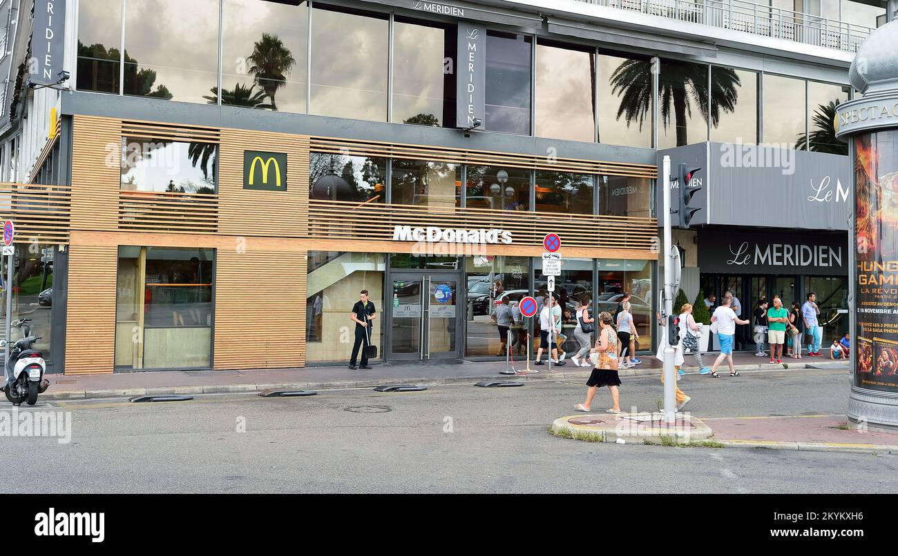 NICE, FRANCE - AUGUST 15, 2015: McDonald's restaurant exterior ...