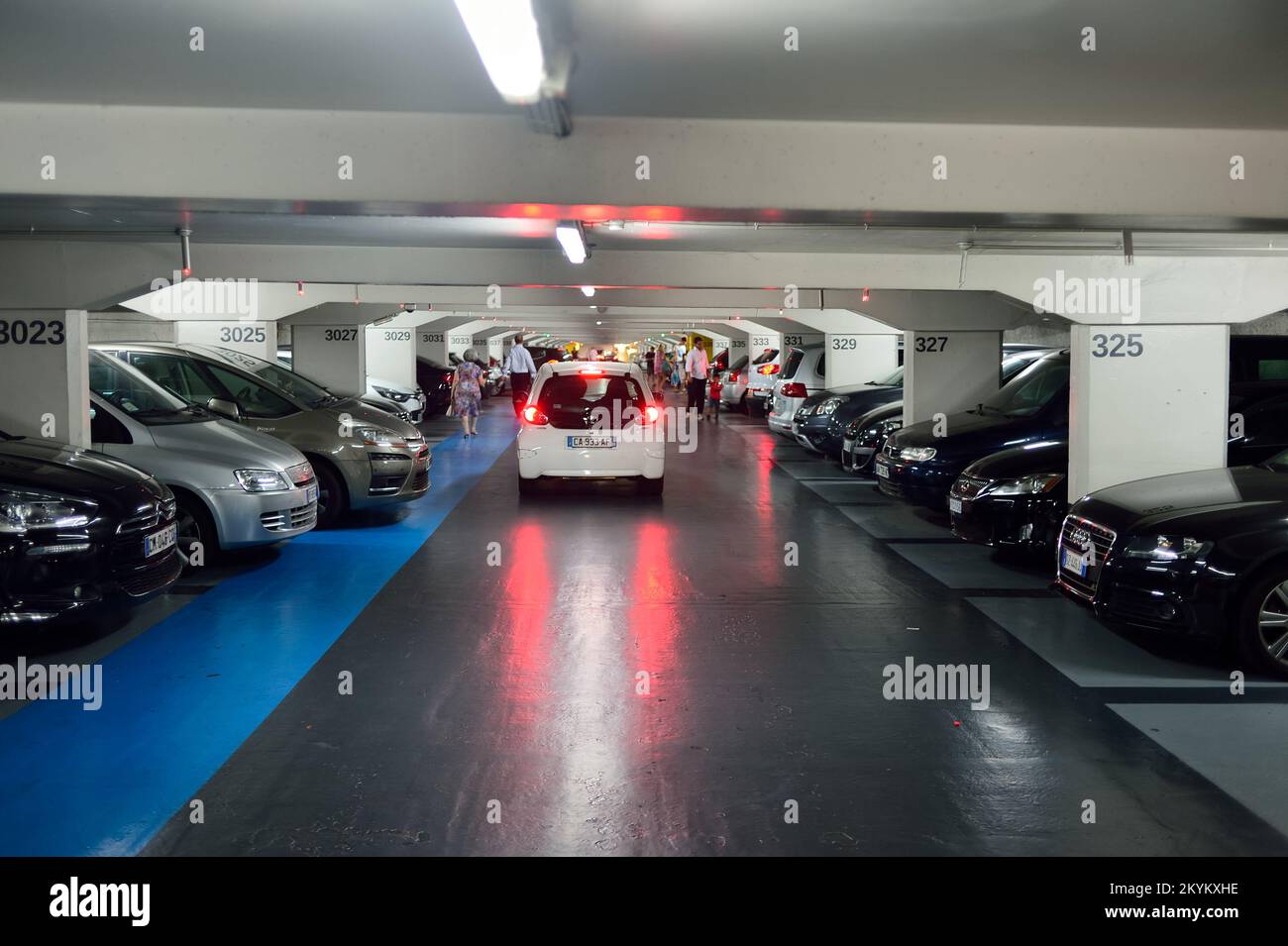 NICE, FRANCE - AUGUST 15, 2015: underground parking. A multi-storey car ...