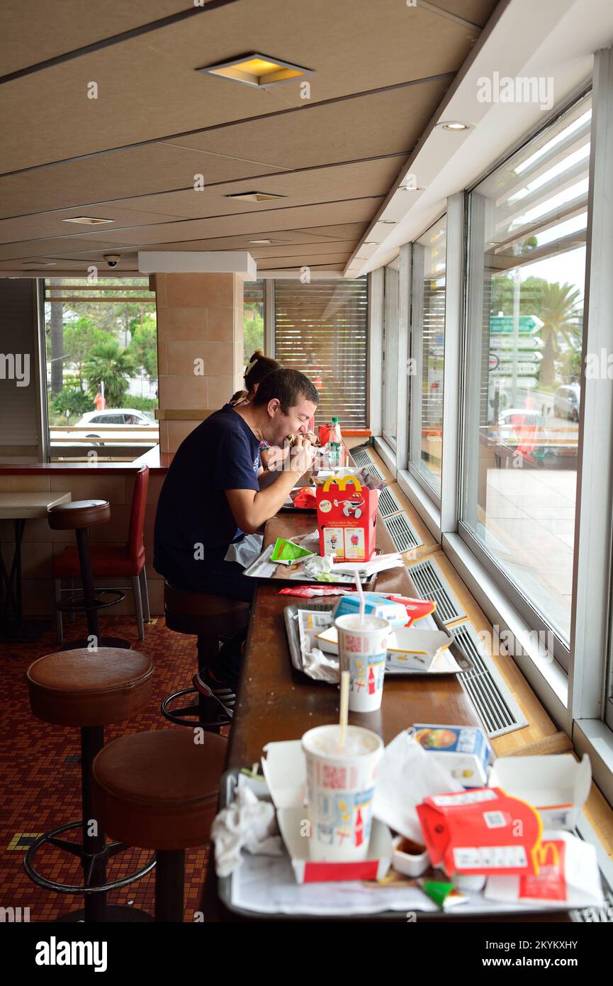 NICE, FRANCE - AUGUST 15, 2015: McDonald's restaurant interior ...