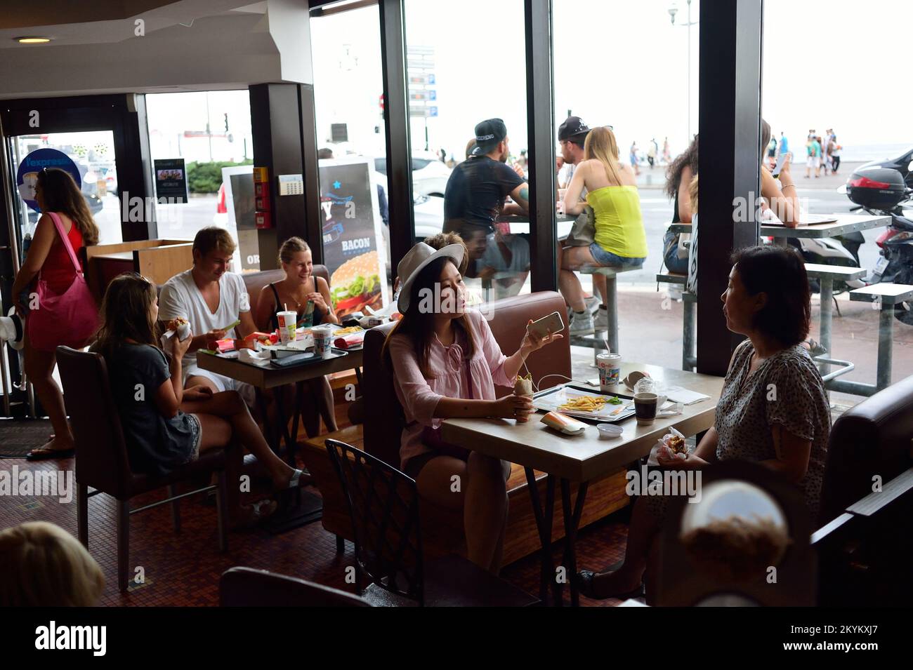 NICE, FRANCE - AUGUST 15, 2015: McDonald's restaurant interior ...