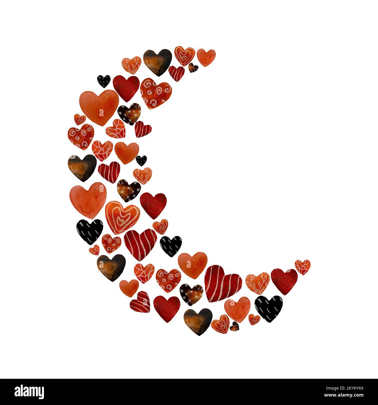 Heart crescent half moon red textured watercolor Stock Photo Alamy