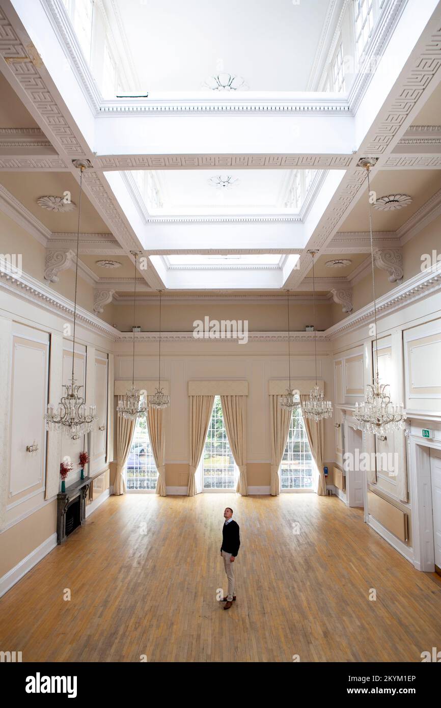 The Ballroom at De Grey Rooms in St Leonards Place in York,North Yorkshire. One of the York’s amazing historical buildings to be opened over the weeke Stock Photo