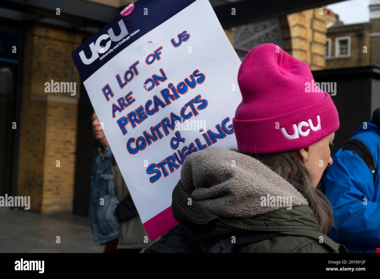 On November 30th 2022 a large rally of striking university and college staff took place in front of Kings Cross station demanding  a fair pay deal and Stock Photo