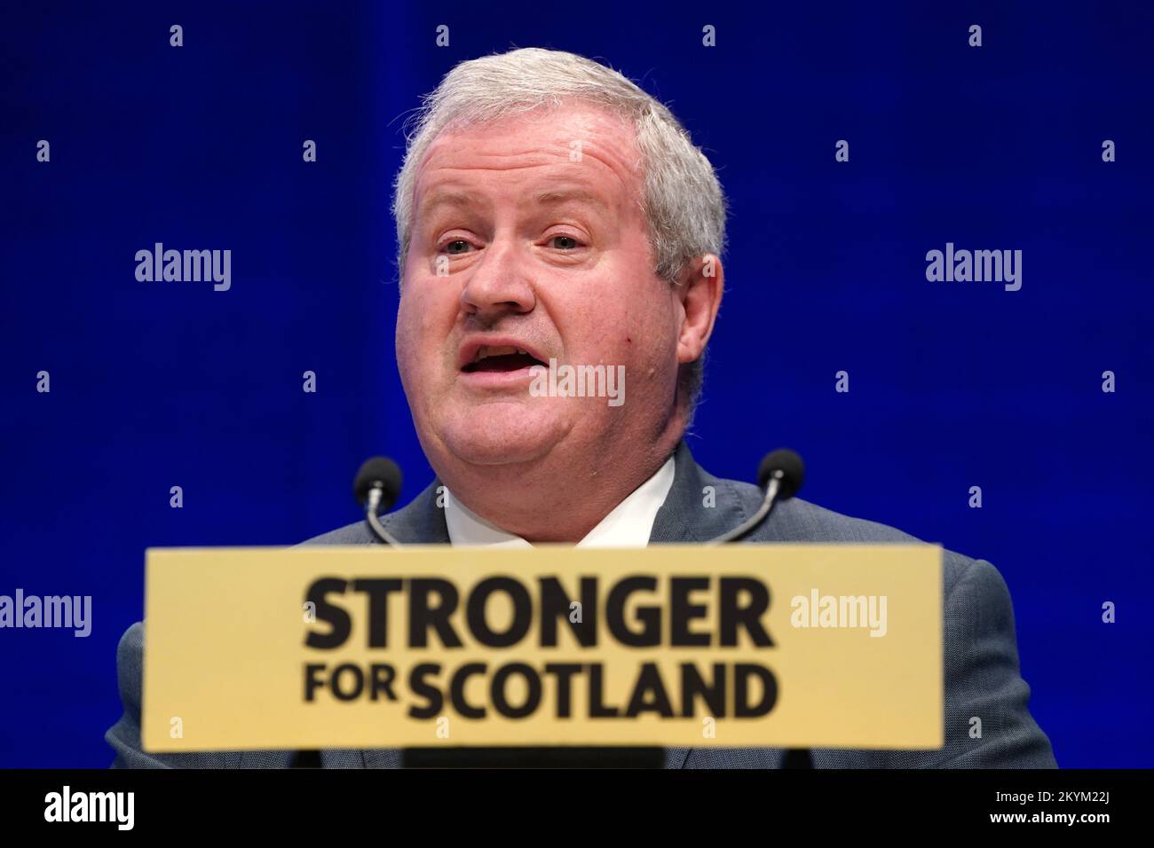 File photo dated 08/10/22 of Ian Blackford, SNP Westminster Leader speaking at the SNP conference at The Event Complex Aberdeen (TECA) in Aberdeen. Mr Blackford is stepping down from his role as SNP leader at Westminster, he has announced. Issue date: Thursday December 1, 2022. Stock Photo