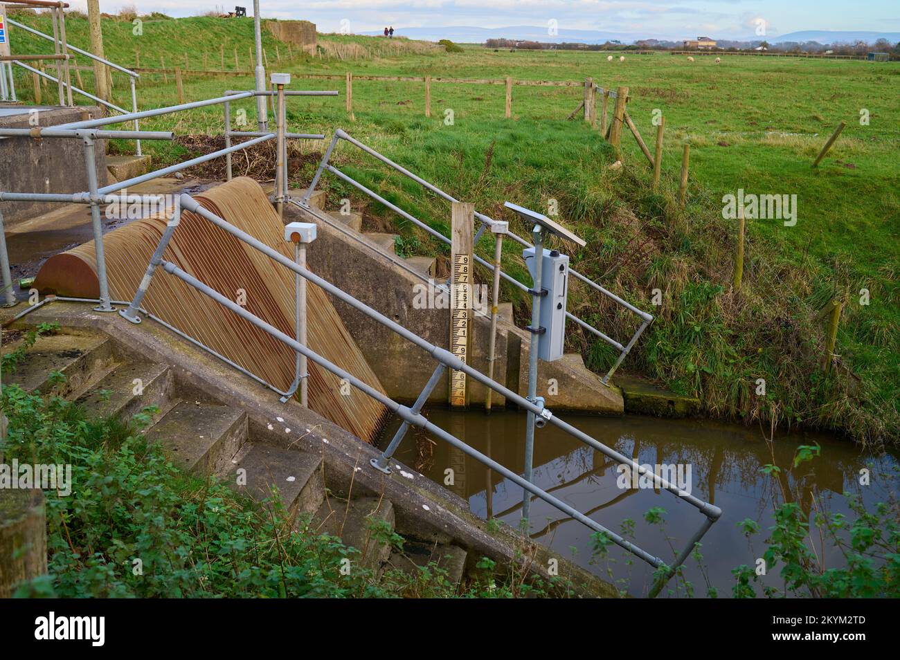 Sluice gates on automated water pumping station operated by United Utilities Stock Photo
