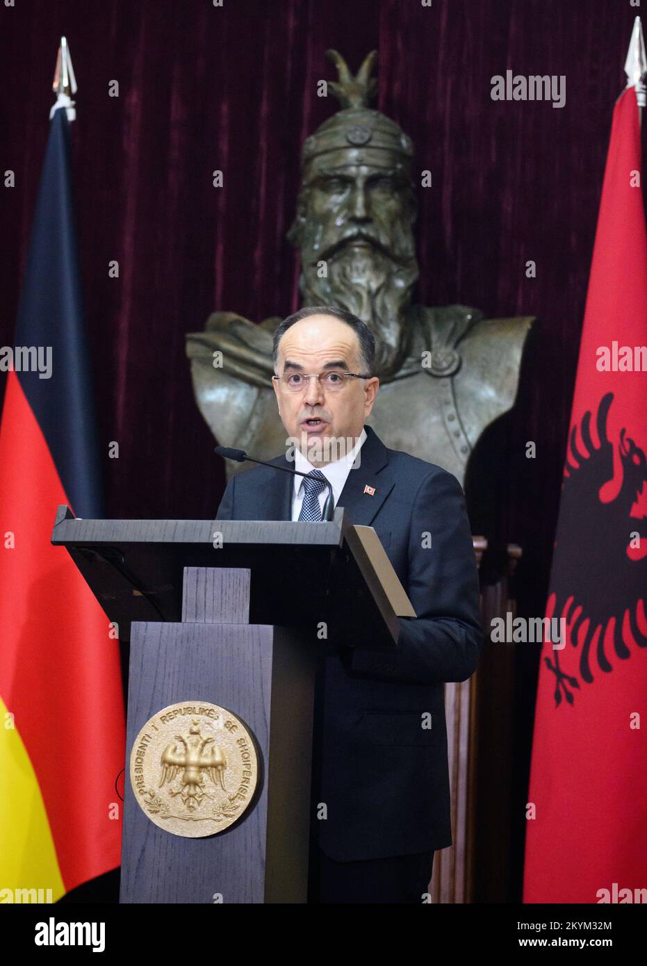01 December 2022, Albania, Tirana Bajram Begaj, President of Albania