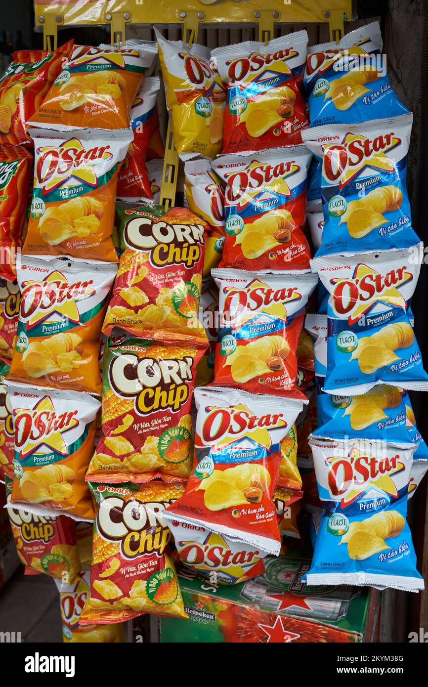 Potato Chips or Crisps on sale in Hanoi Vietnam Stock Photo