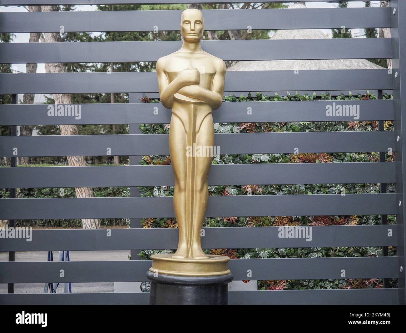 Rome, Italy November 26 2022 Oscar gold statuette reproduction at