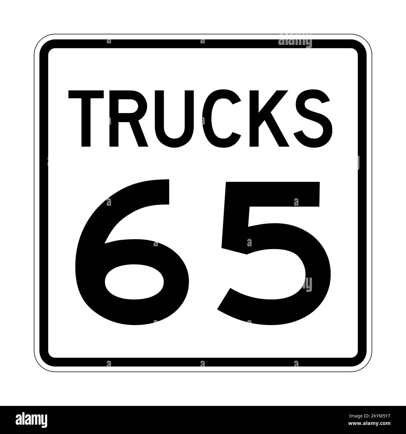 Trucks speed limit 65 road sign in USA Stock Photo - Alamy