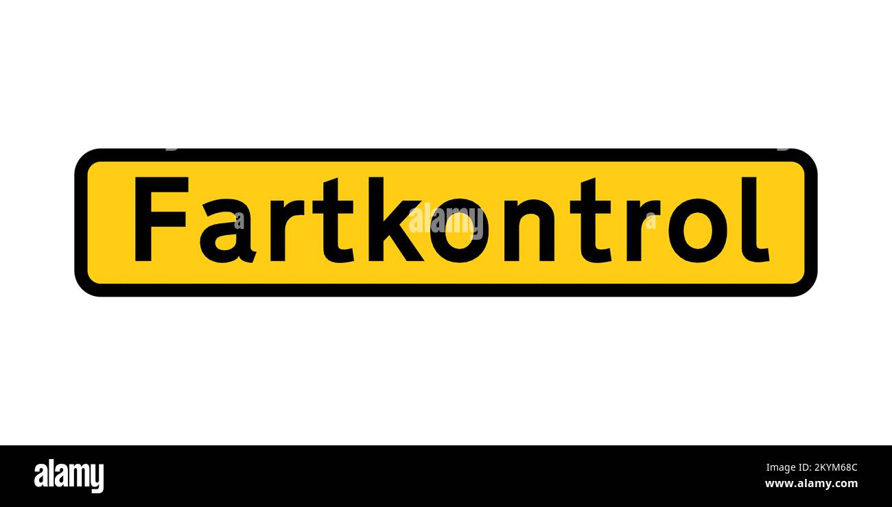 Speed control road sign called fartkontrol in Danish language Stock