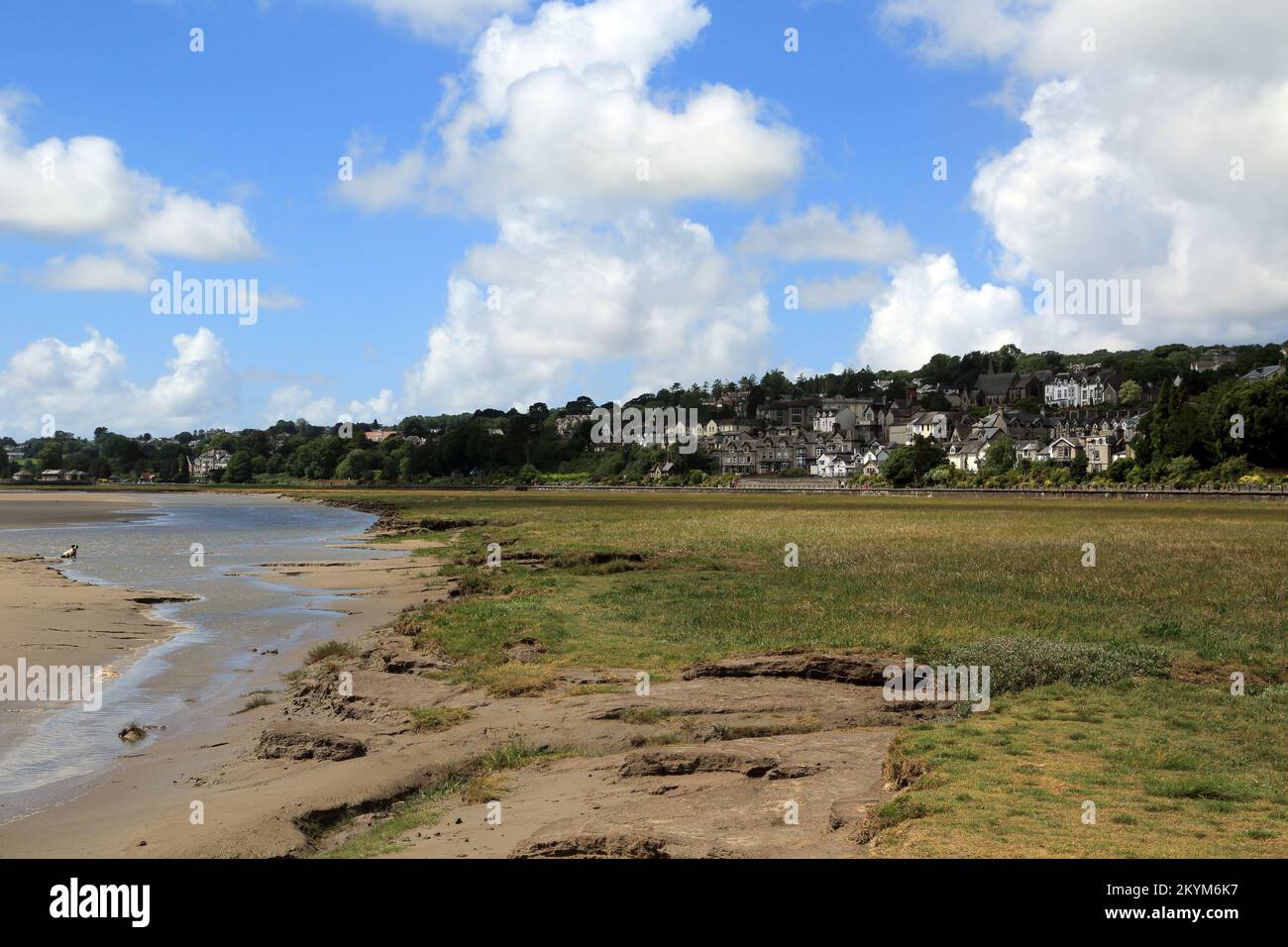 View of Grange Over Sands from the beach, Grange Over Sands, Cumbria, England, United Kingdom Stock Photo