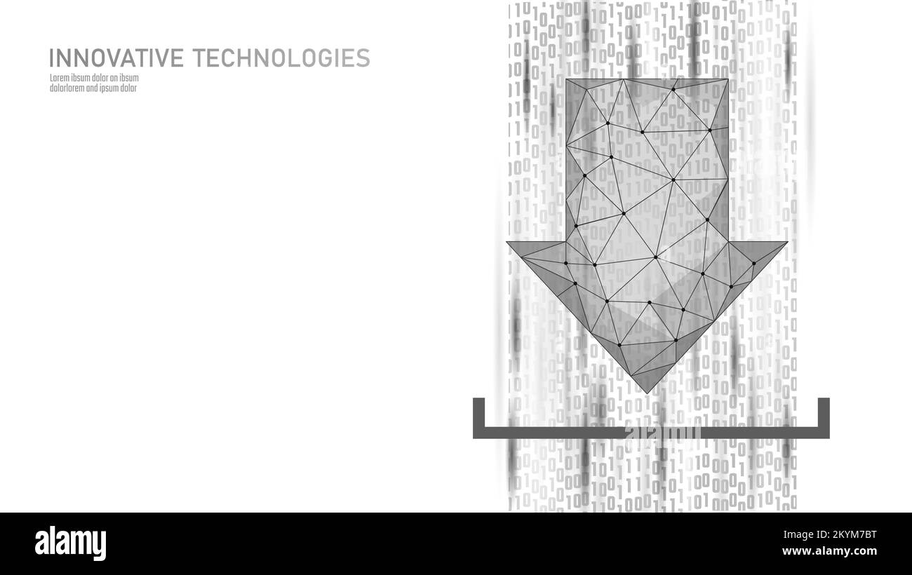 Download arrow low poly sign. Blue triangle line symbol. Mobile web ...