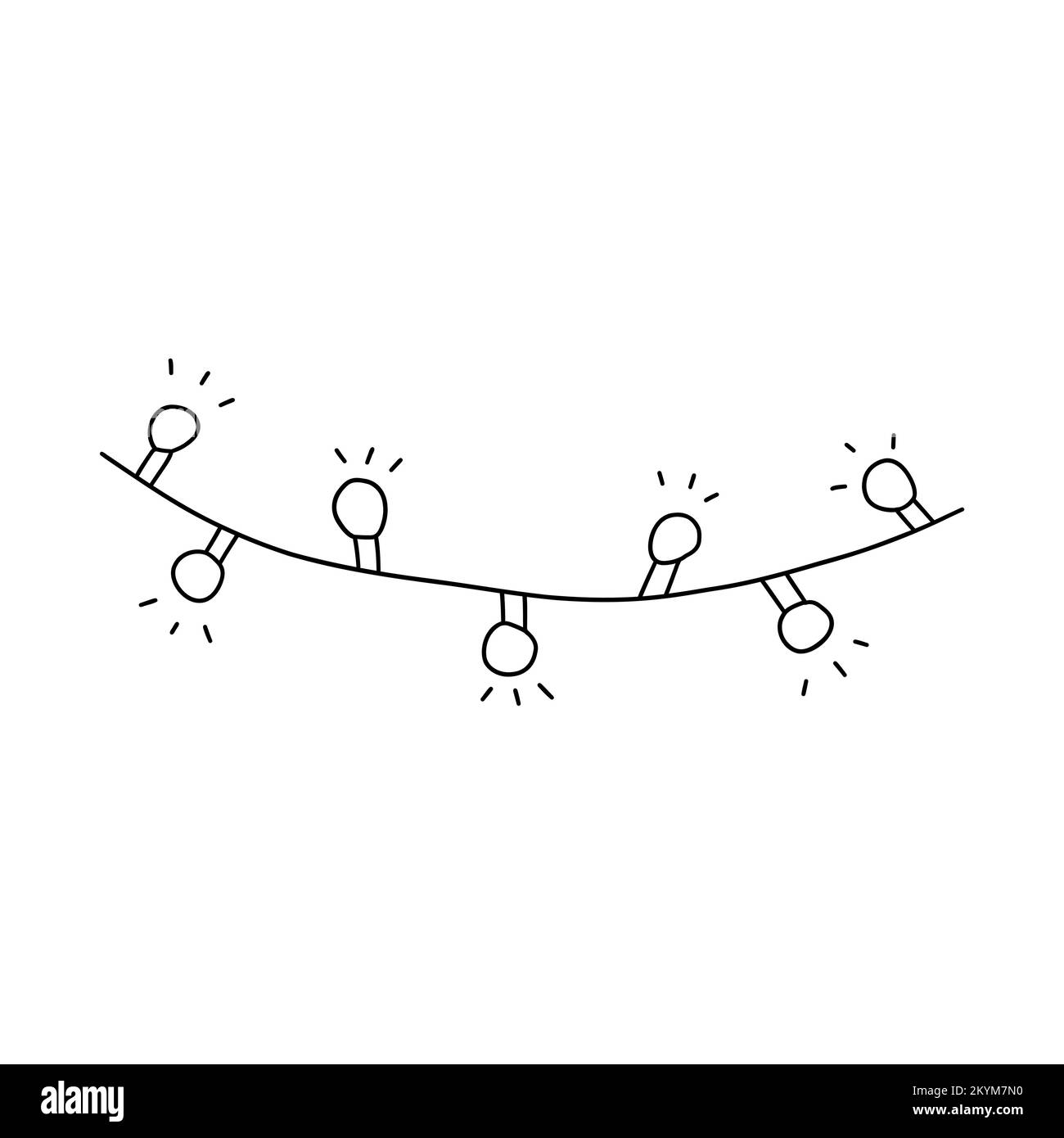 String Of Christmas Lights Black And White Clipart