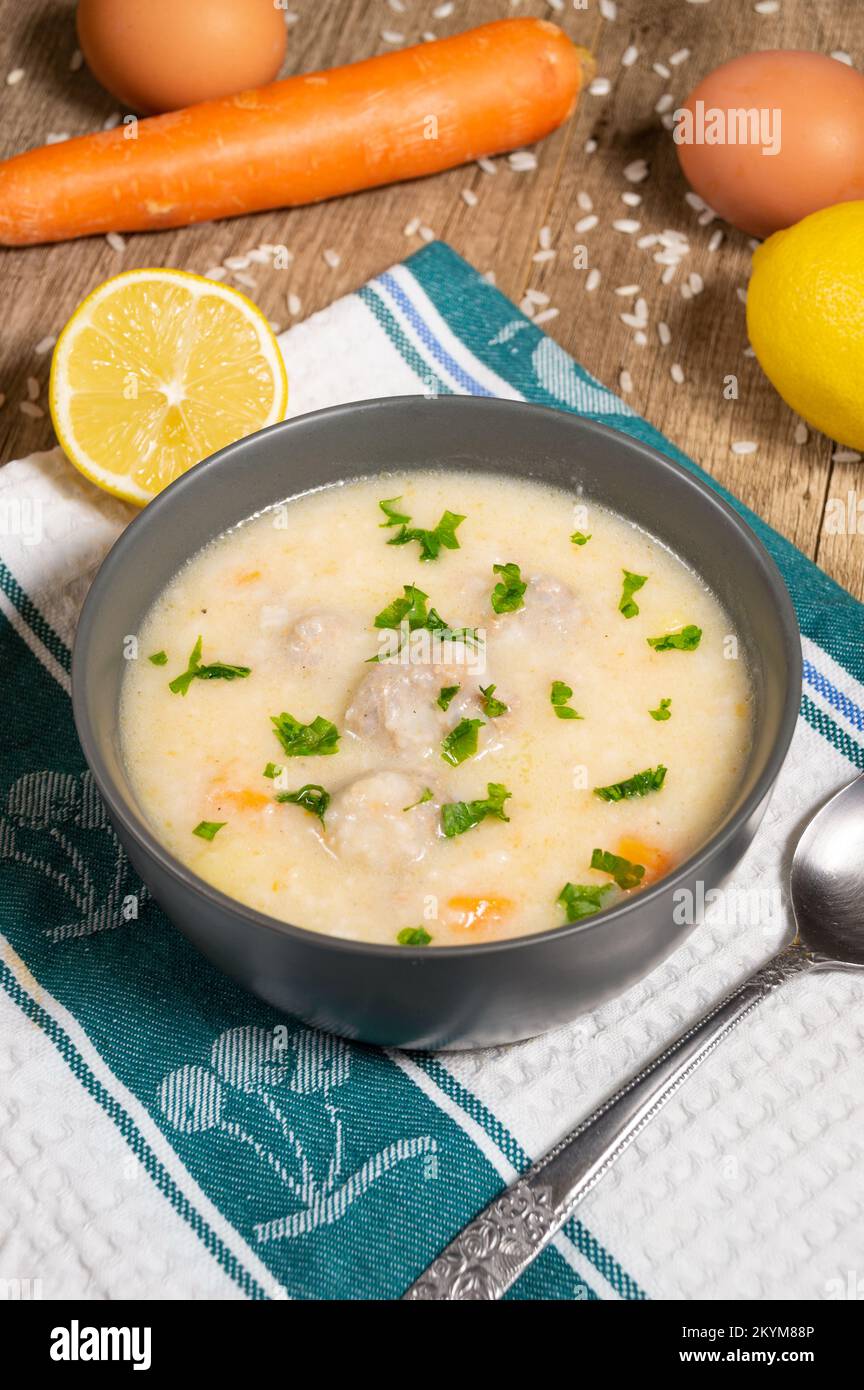 hearty Greek Meatball Soup Giouvarlakia , Youvarlakia in Egg lemon