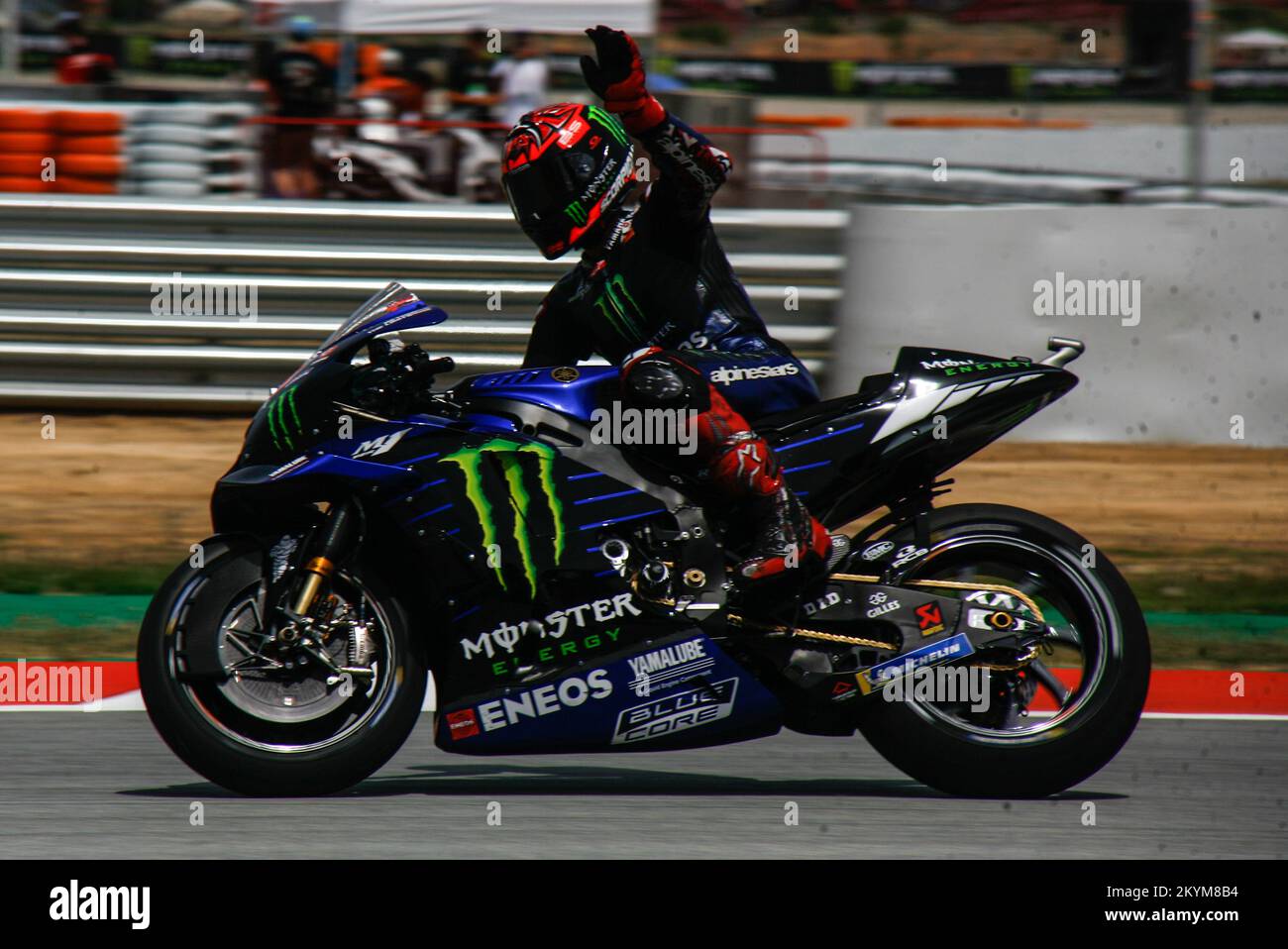 Fabio Quartararo during qualifying of the 2022 MotoGP Catalan GP Stock ...