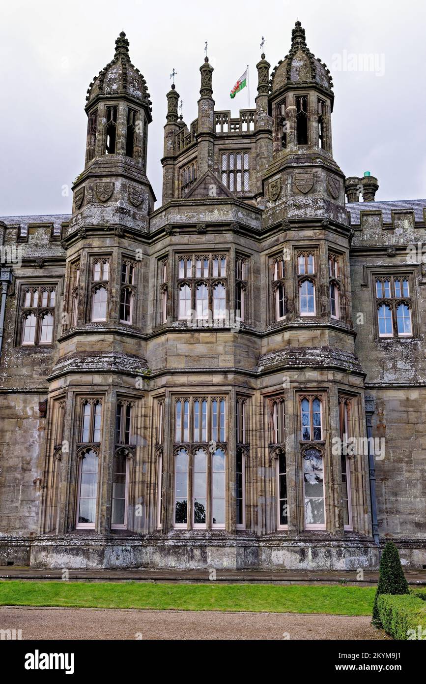 Gothic style Victorian mansion house. Tudor Gothic Mansion elevation