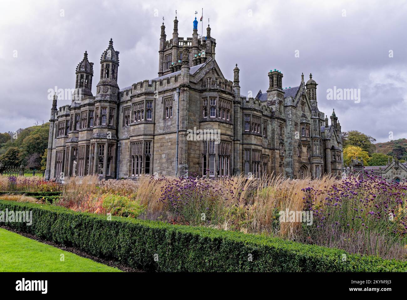 Gothic style Victorian mansion house. Tudor Gothic Mansion elevation