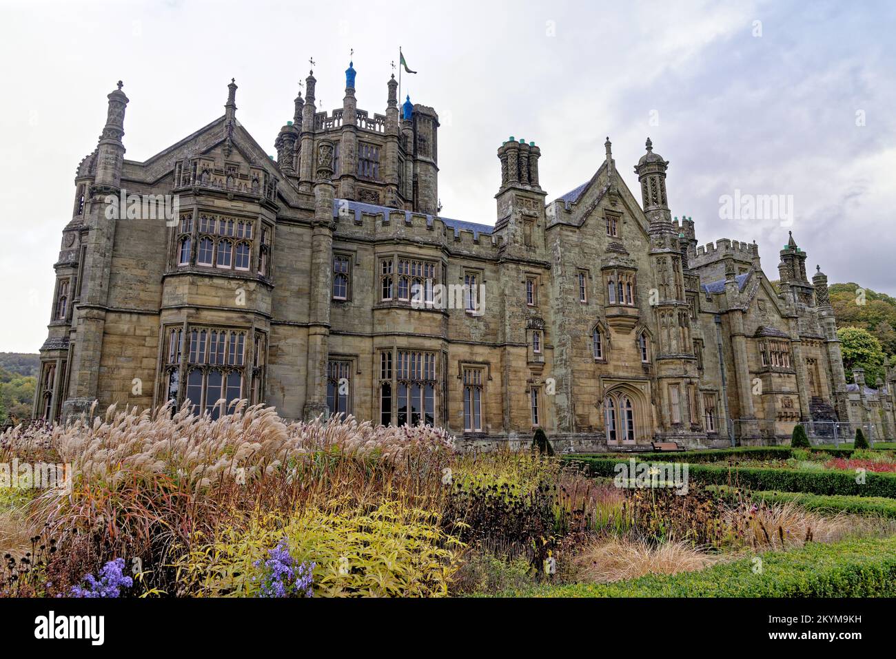 Gothic style Victorian mansion house. Tudor Gothic Mansion elevation