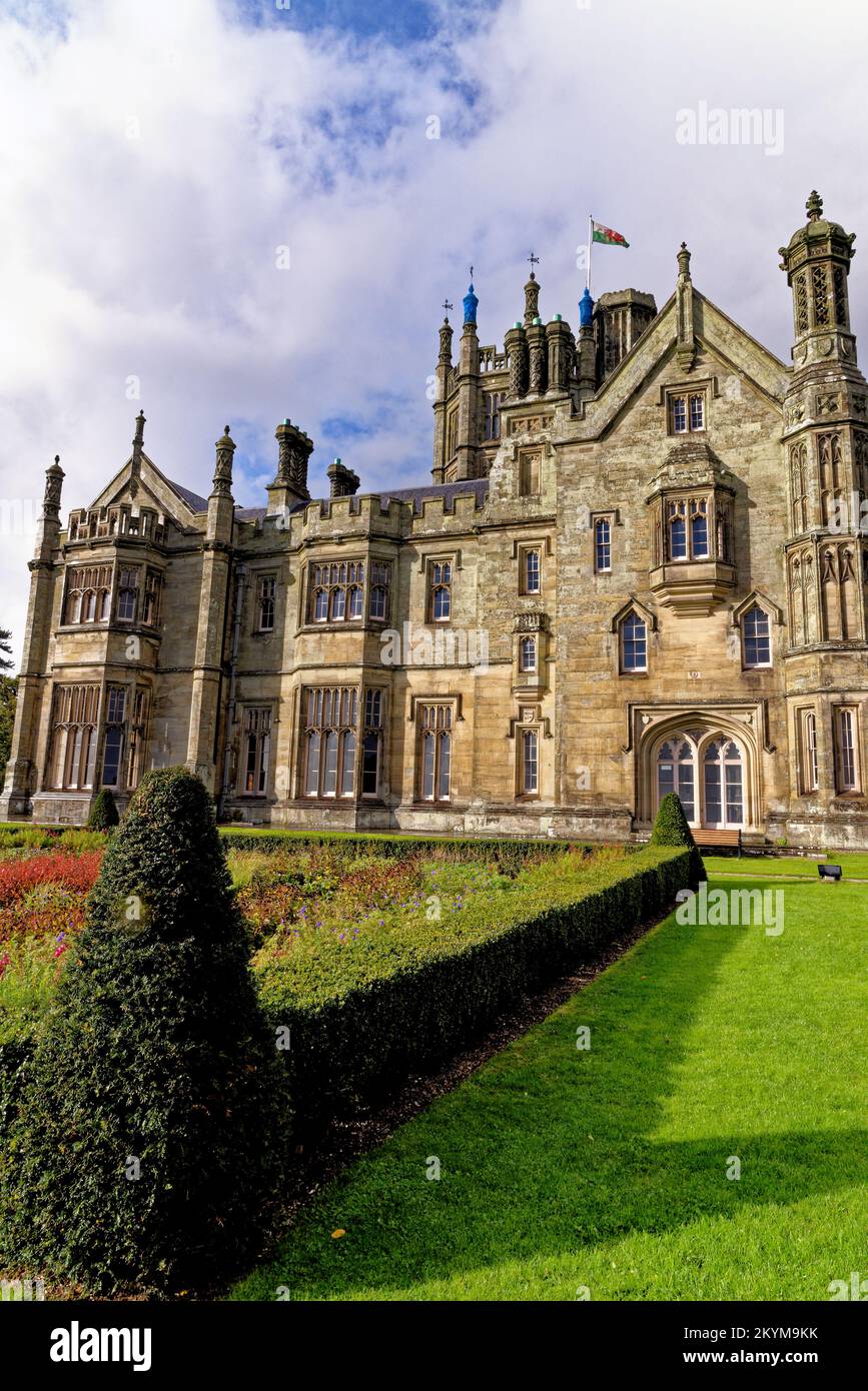 Gothic style Victorian mansion house. Tudor Gothic Mansion elevation