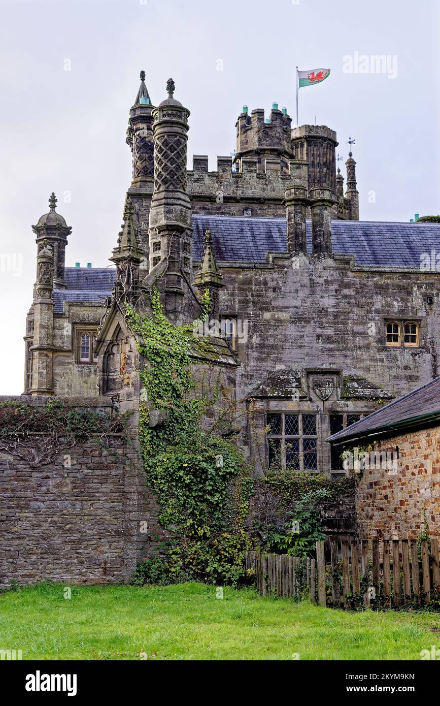 Gothic style Victorian mansion house. Tudor Gothic Mansion elevation