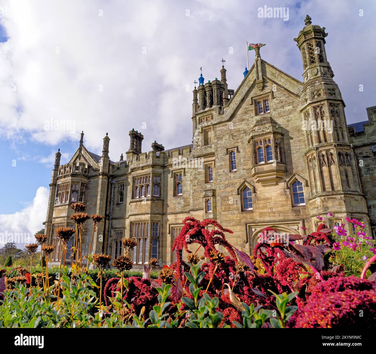 Gothic style Victorian mansion house. Tudor Gothic Mansion elevation