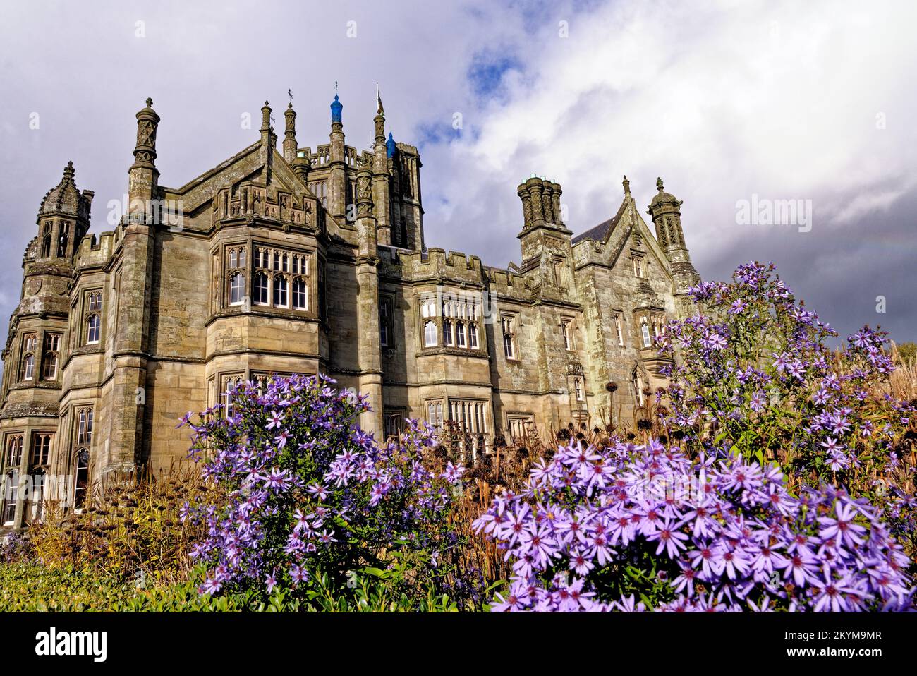 Gothic style Victorian mansion house. Tudor Gothic Mansion elevation