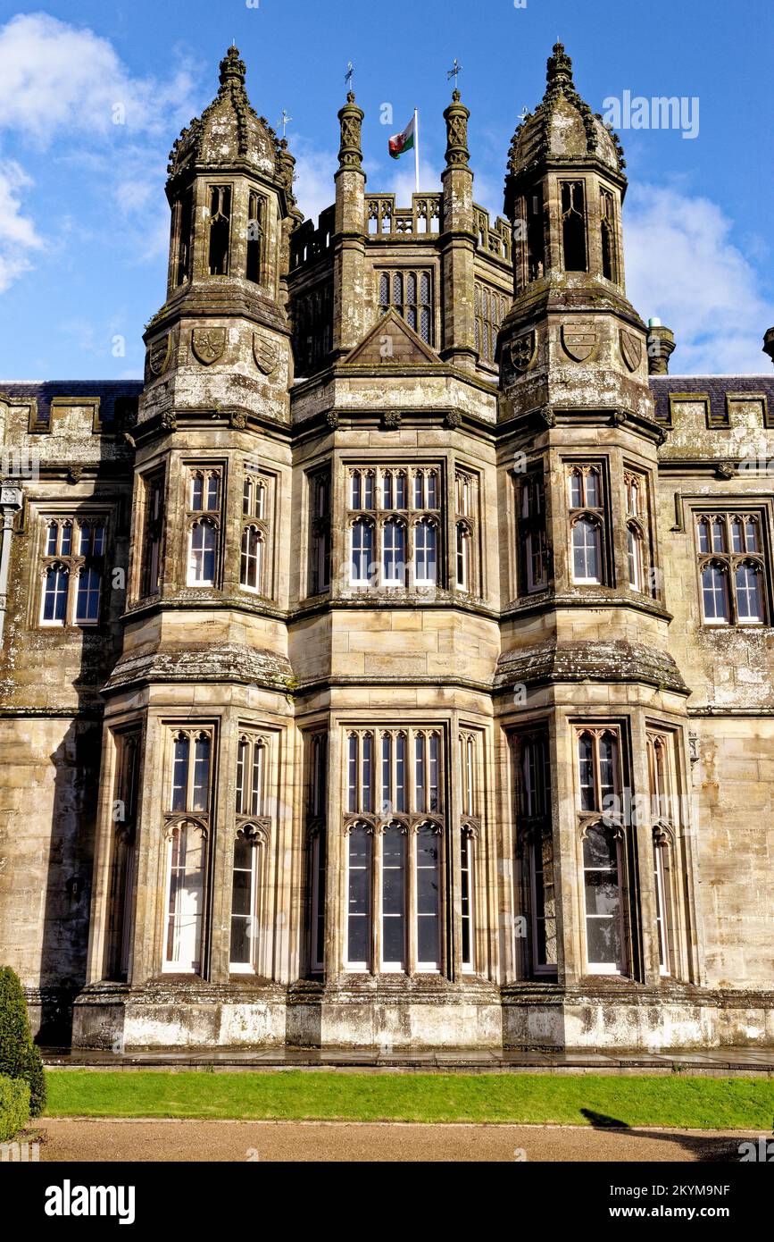 Gothic style Victorian mansion house. Tudor Gothic Mansion elevation