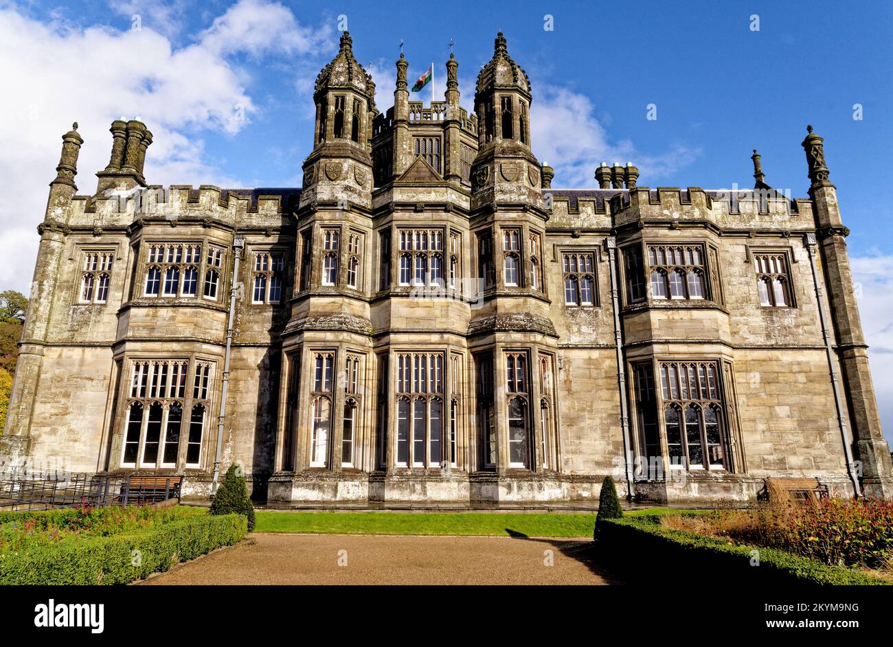 Gothic style Victorian mansion house. Tudor Gothic Mansion elevation