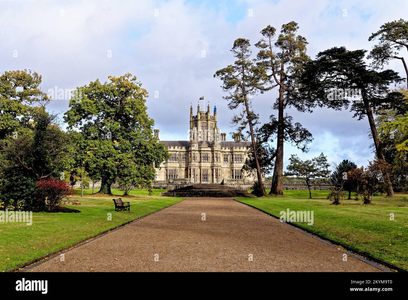 Gothic style Victorian mansion house. Tudor Gothic Mansion elevation