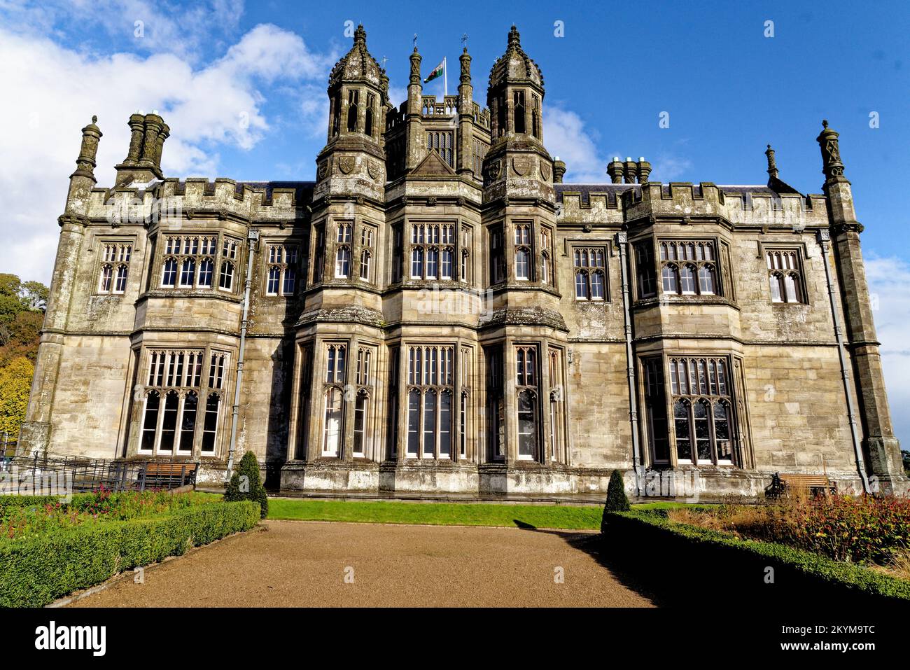 Gothic style Victorian mansion house. Tudor Gothic Mansion elevation