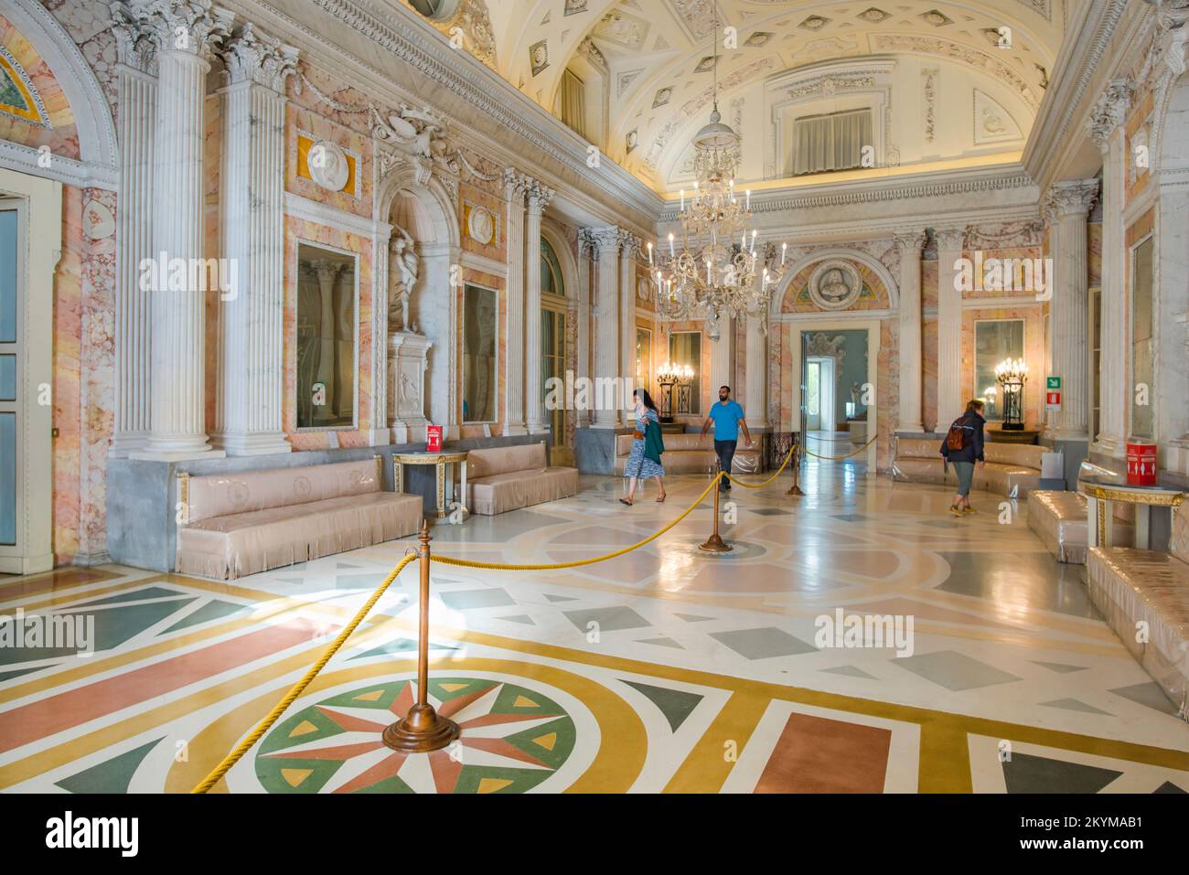 Palazzo Borromeo, view of the ornately decorated ballroom inside the Palazzo Borromeo, Isola Bella, Lake Maggiore, Italy Stock Photo