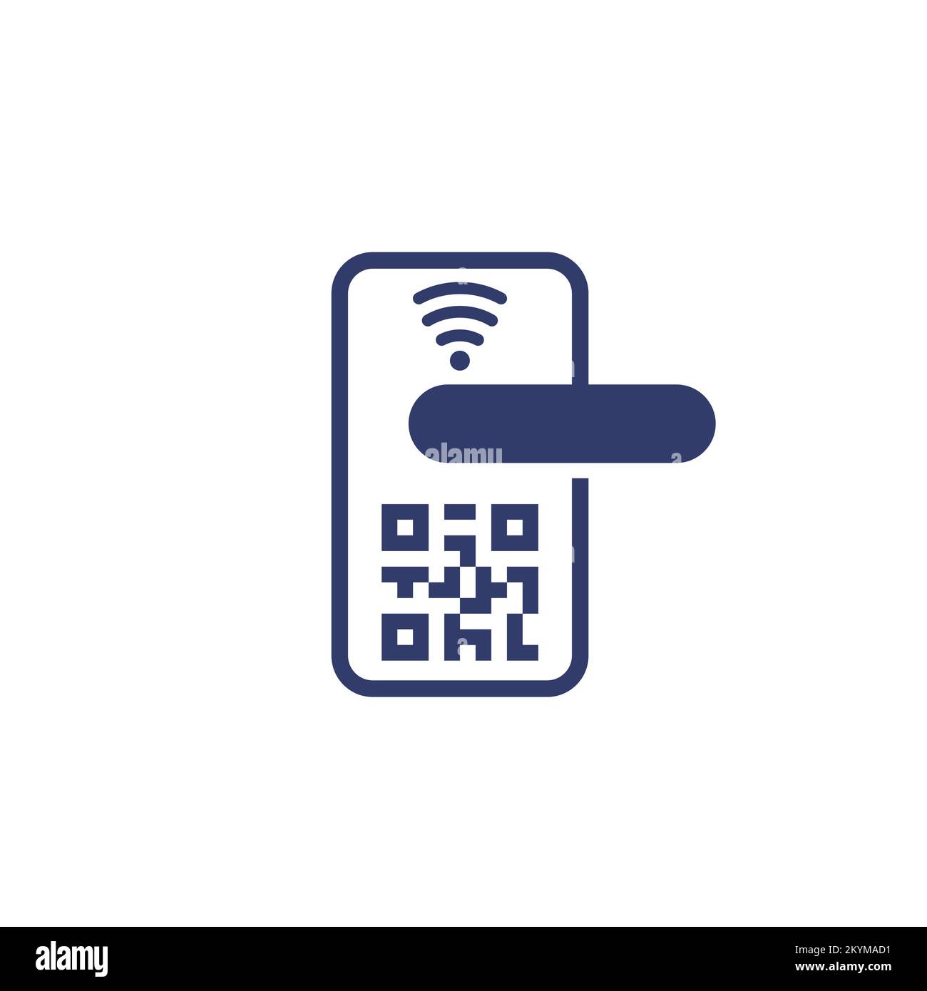 smart door lock with qr code icon Stock Vector