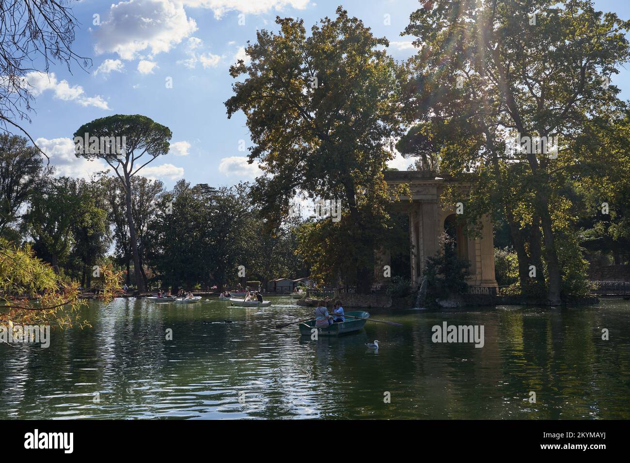 Rome, Italy September 22, 2022 visitors rowing their boats in the