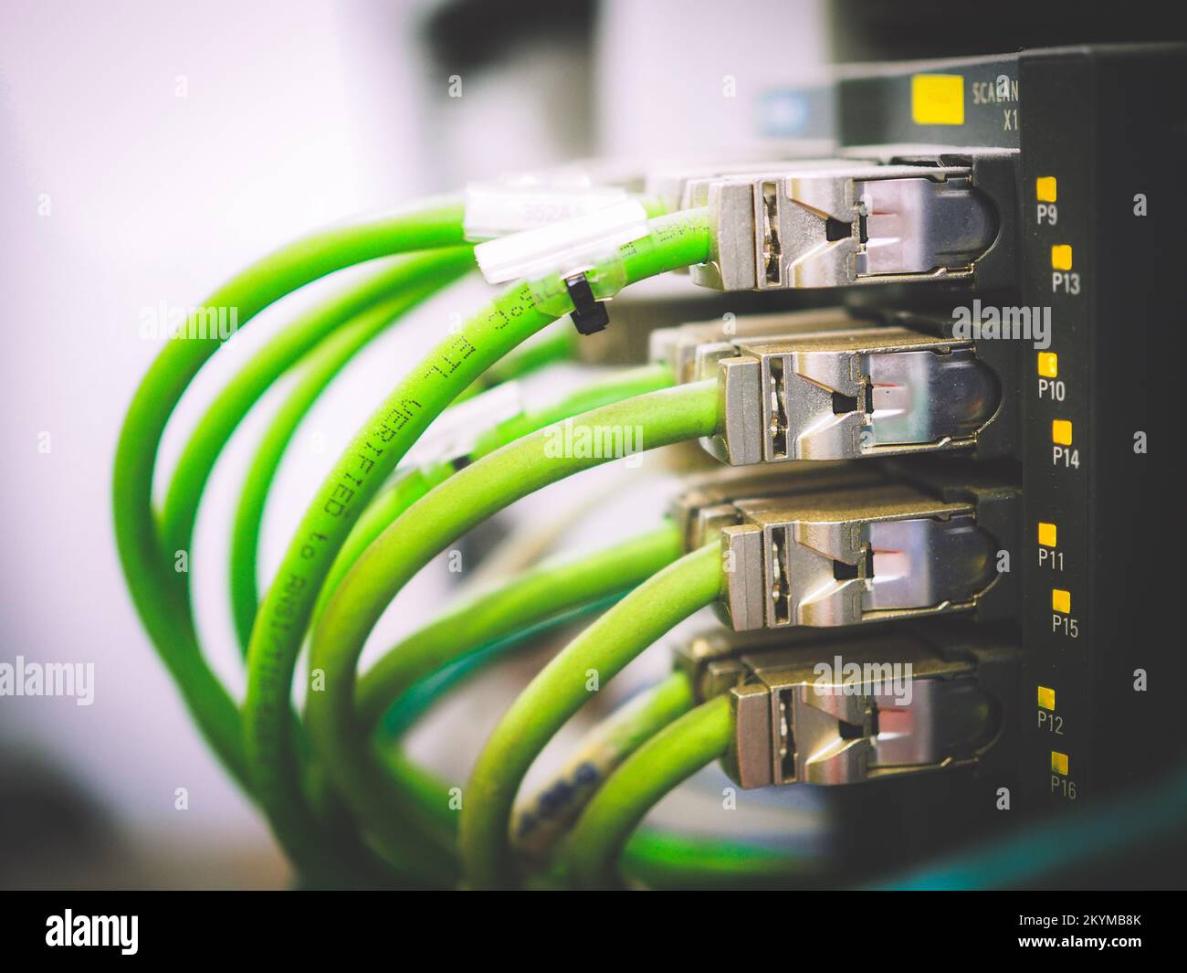 PLC Control panel with wiring Stock Photo